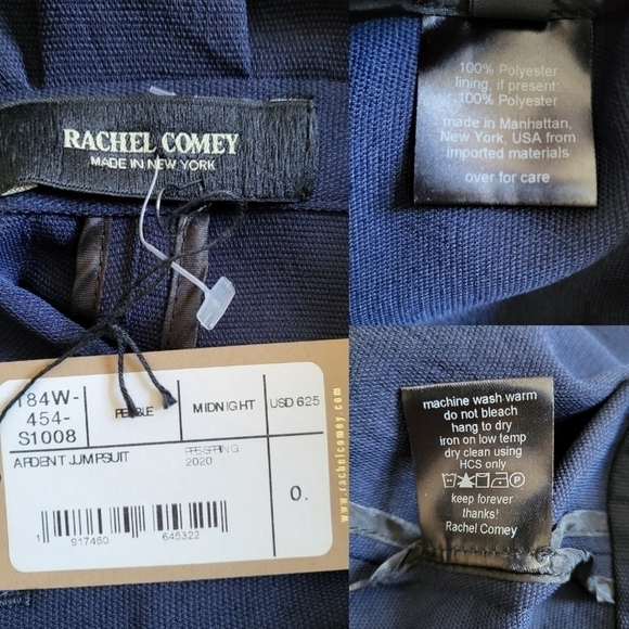 New Rachel Comey Ardent Split Neck Wide Leg Pebble Midnight Jumpsuit NWT Size 0 - Picture 17 of 17